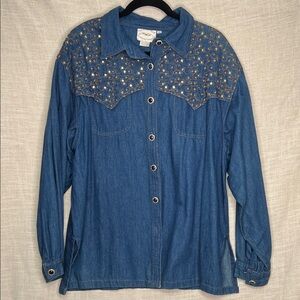 Women's Blue Denim Button Down Shirt